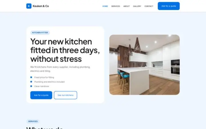 Exemple du thème Keuken & Co pour poseur de cuisines