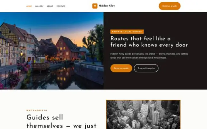Exemple du thème Hidden Alley pour guide local