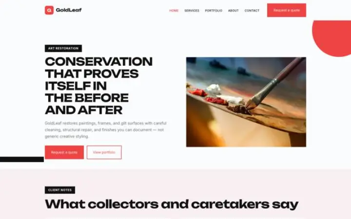 Site web pour restauration d'art