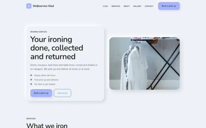Site web pour service de repassage