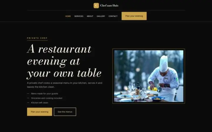 Exemple du thème Chef aan Huis pour chef à domicile