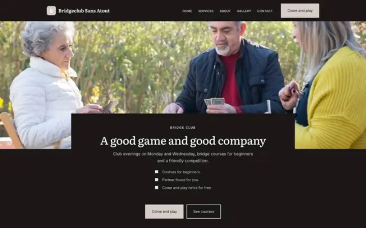 Site web pour club de bridge