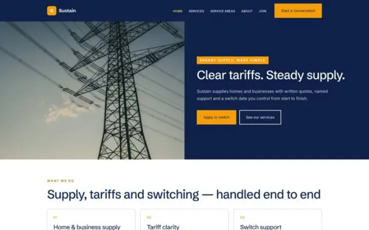 Site web pour fournisseur d'énergie