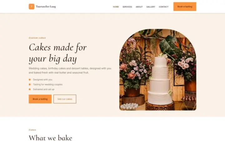 Site web pour gâteaux sur mesure