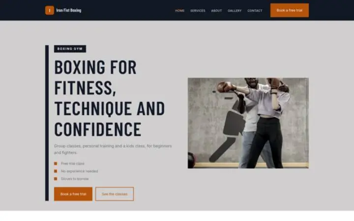 Site web pour salle de boxe