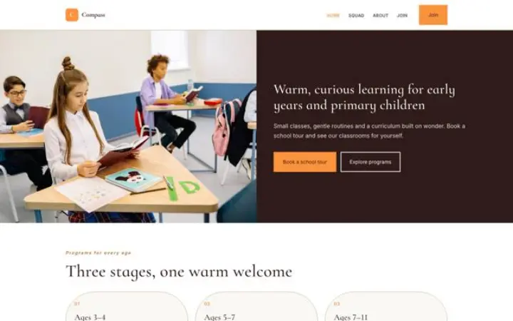 Exemple du thème Compass pour école