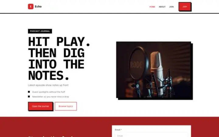 Exemple du thème Echo pour podcast
