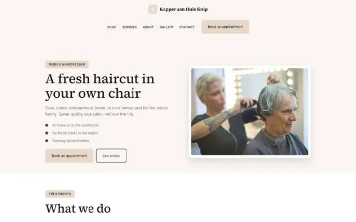 Site web pour coiffure à domicile