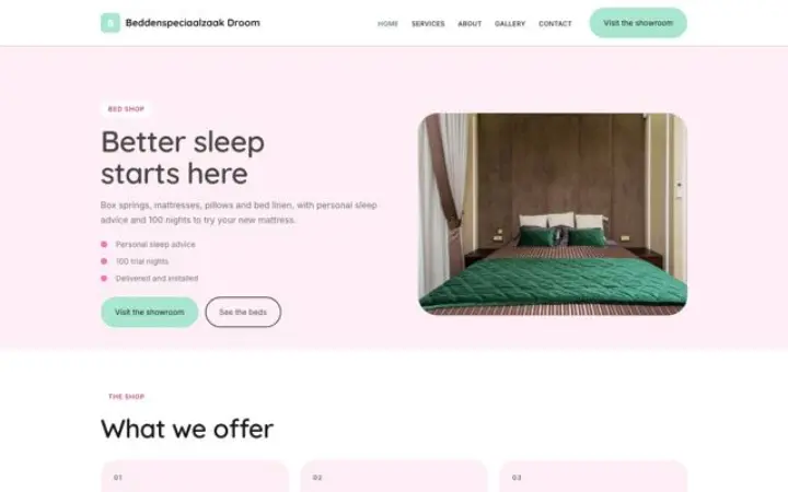 Exemple du thème Beddenspeciaalzaak Droom pour literie