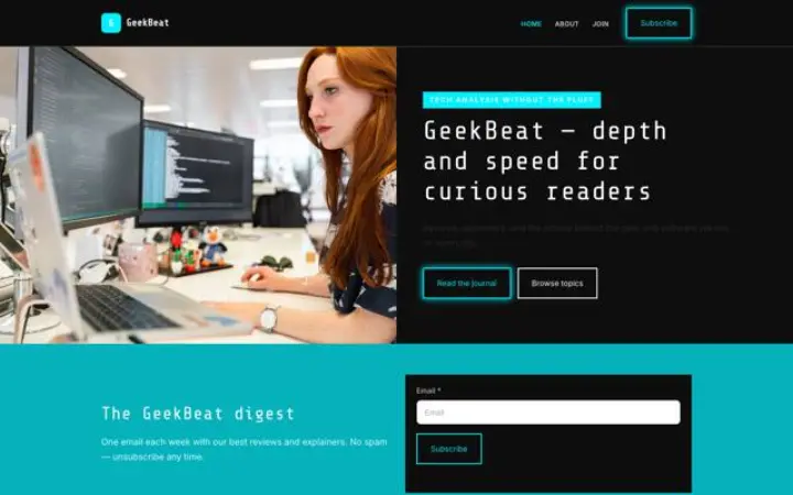 Exemple du thème GeekBeat pour tech
