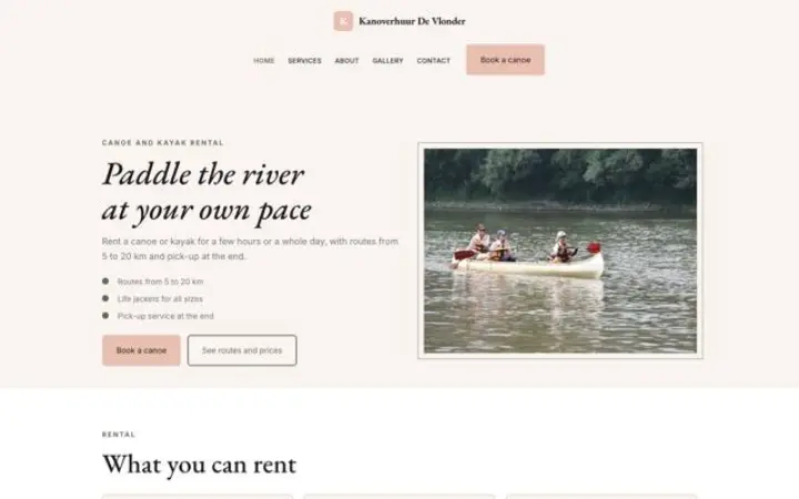 Site web pour location de canoës