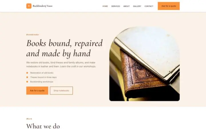 Site web pour relieur