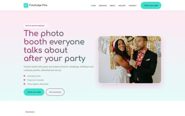 Site web pour location de photobooth