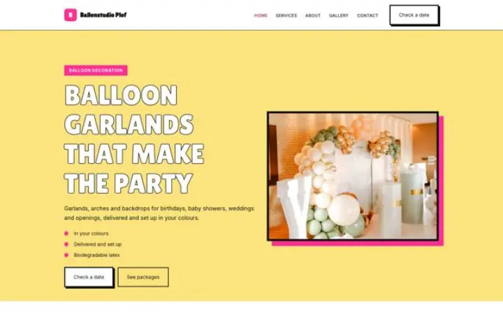 Site web pour décoration en ballons