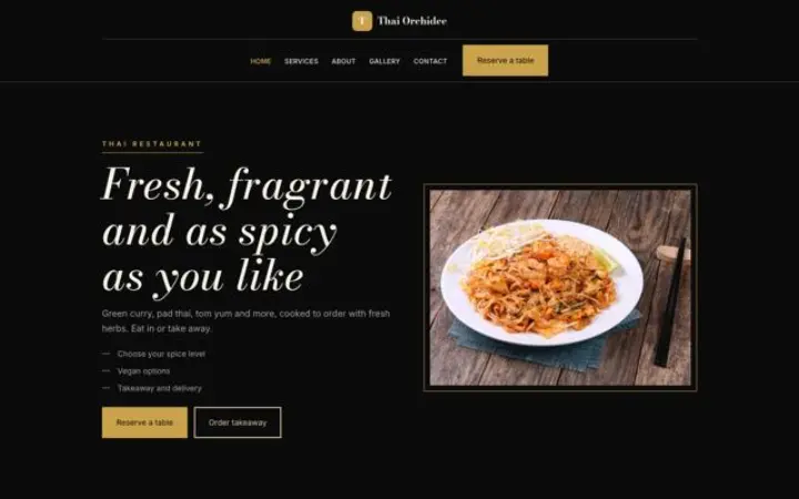 Exemple du thème Thai Orchidee pour restaurant thaï