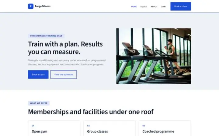 Site web pour salle de sport