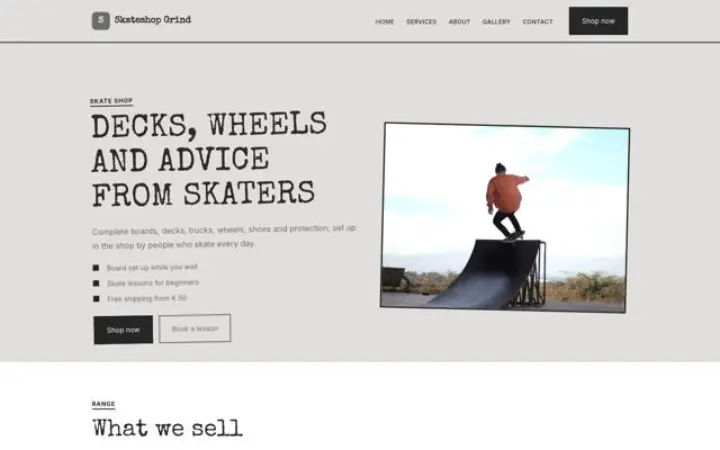 Site web pour skate shop
