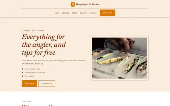 Site web pour magasin de pêche