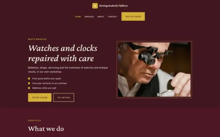 Exemple du thème Horlogemakerij Tijdloos pour horlogerie