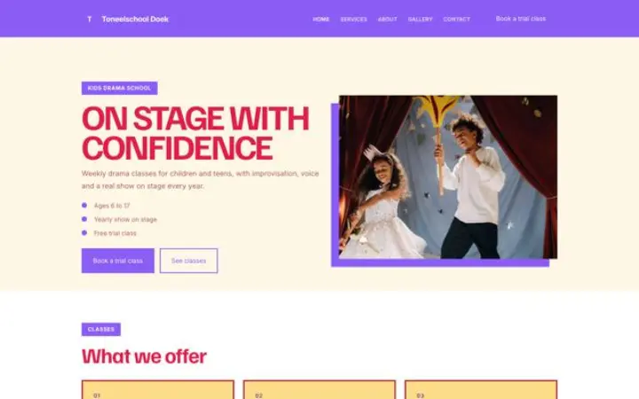 Site web pour école de théâtre enfants