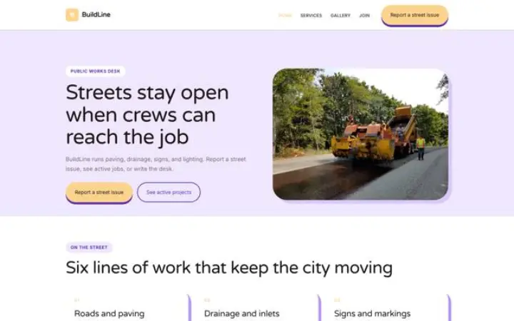 Site web pour travaux publics