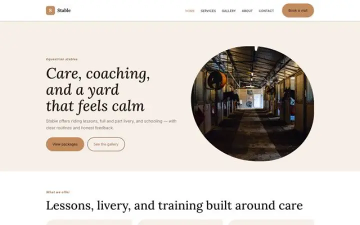 Site web pour écurie équestre