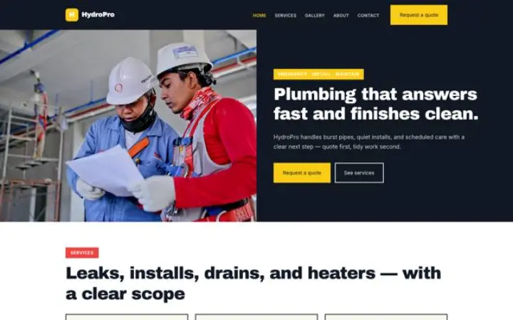 Site web pour plombier