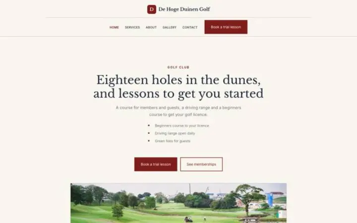Site web pour club de golf