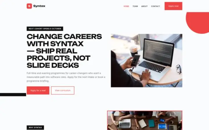 Exemple du thème Syntax pour bootcamp de code