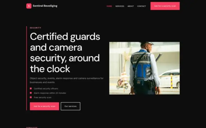 Site web pour entreprise de sécurité