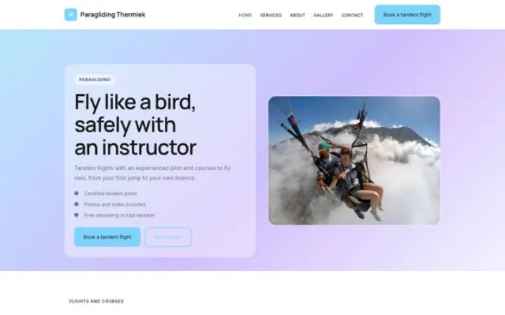 Site web pour école de parapente