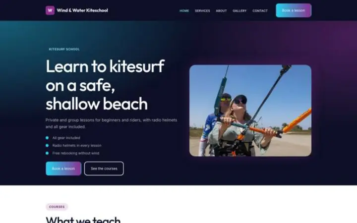 Site web pour école de kitesurf