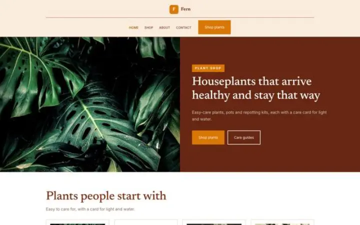 Site web pour boutique de plantes