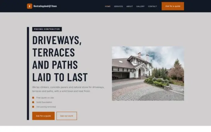 Site web pour entreprise de pavage