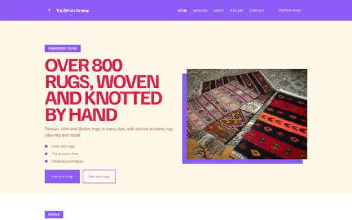 Site web pour boutique de tapis