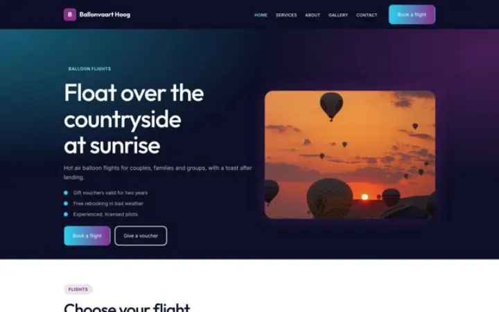 Exemple du thème Ballonvaart Hoog pour vols en montgolfière
