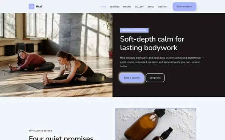 Site web pour massage & soins du corps