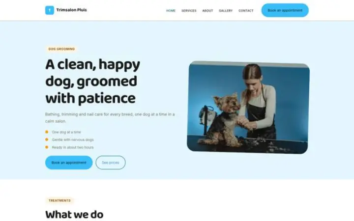 Site web pour toilettage canin