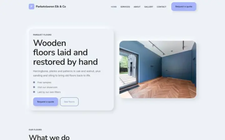 Exemple du thème Parketvloeren Eik & Co pour pose de parquet