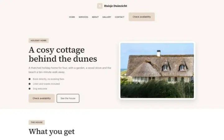 Site web pour maison de vacances