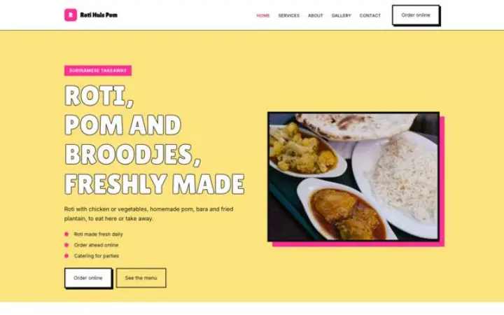 Site web pour traiteur surinamais