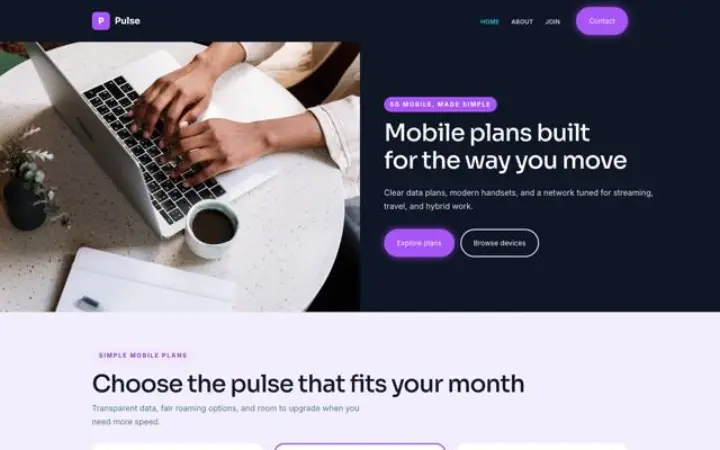 Exemple du thème Pulse pour mobile