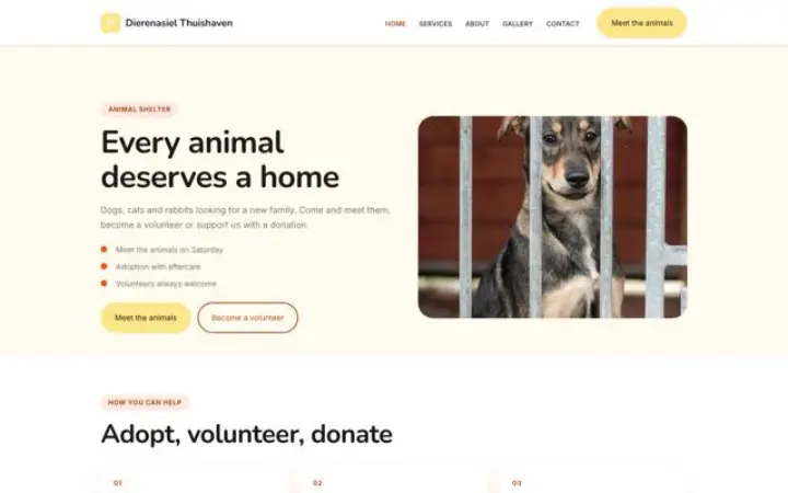 Site web pour refuge pour animaux