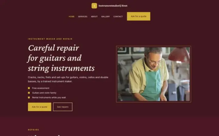 Site web pour réparation d'instruments