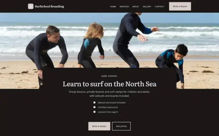 Site web pour école de surf